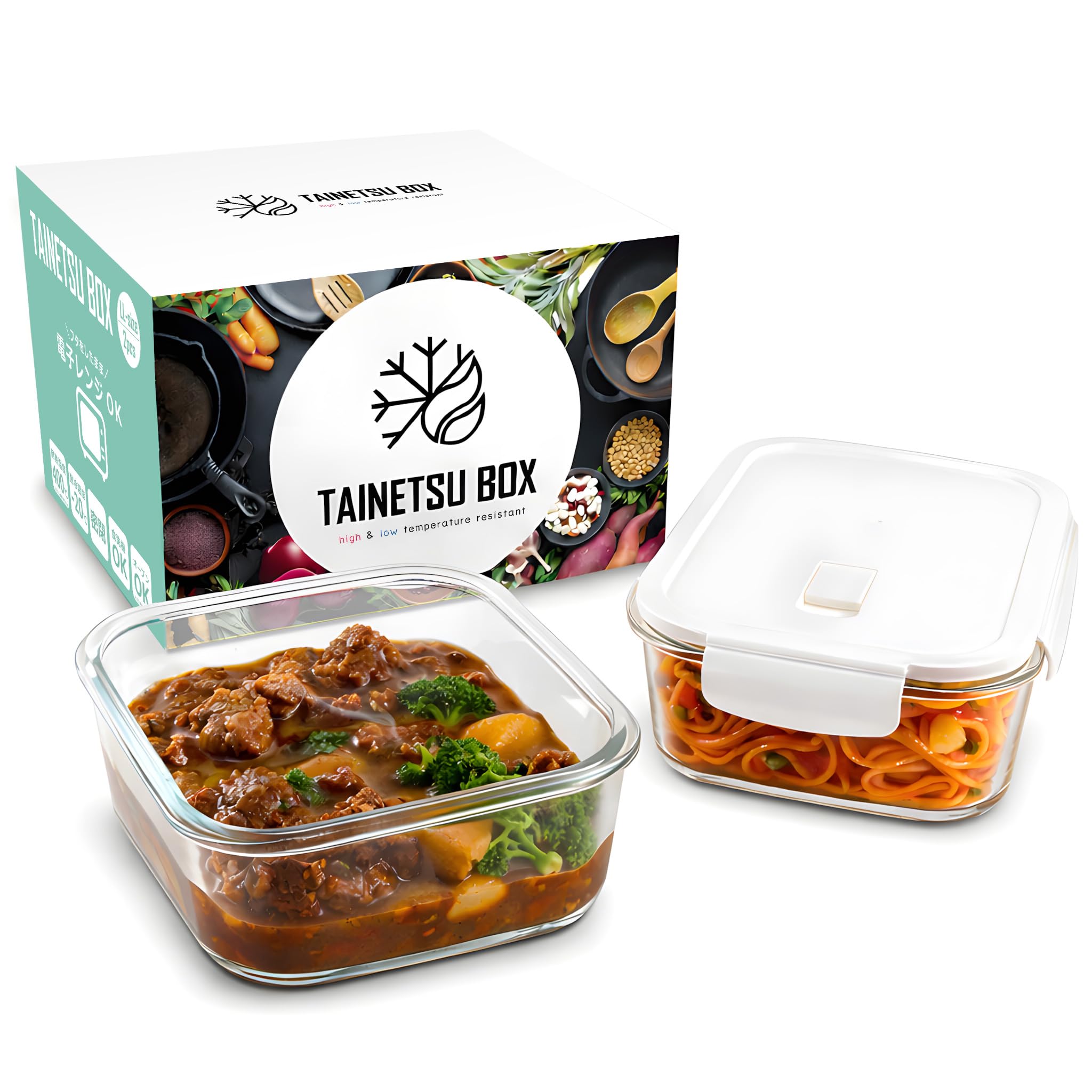 Amazon｜大容量 ガラス タッパー 家族向け 【料理専門家推薦】 フタ